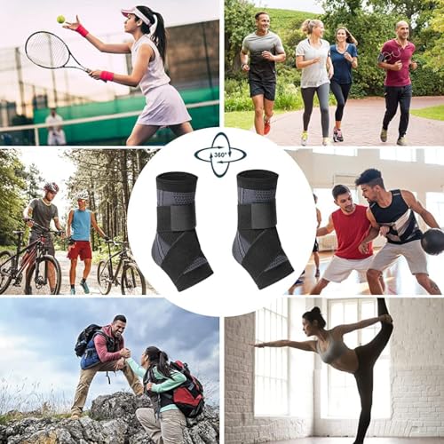 Cetaplast Ankle Support for Ligament Damage Sprained Ankle, Achilles Tendonitis Foot & Plantar Fasciitis Support Strap, Heel Pain Relief & Wrap for Compression Black Grey (M) - Image 5