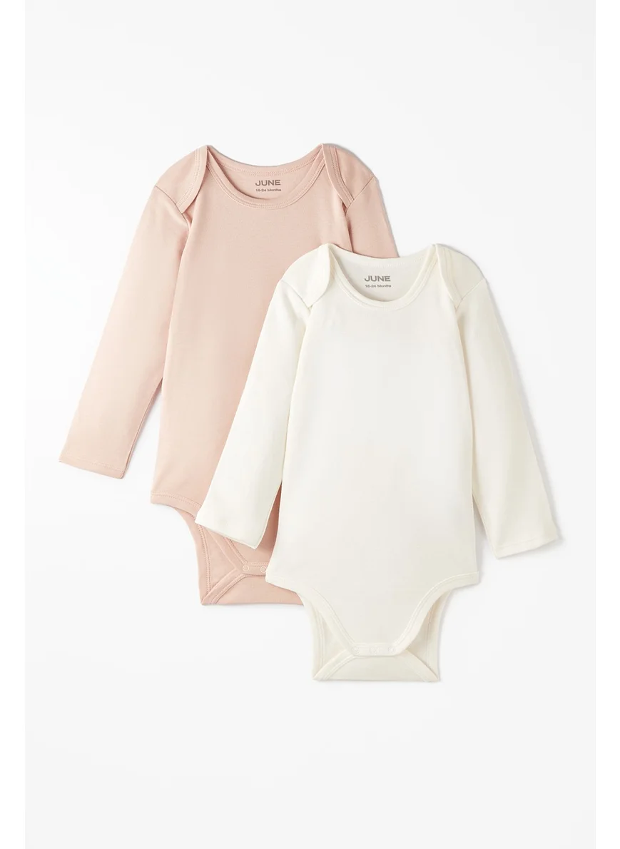 JUNE Baby Basic Envelope Collar 2-Piece Plain Long Sleeve Bodysuit