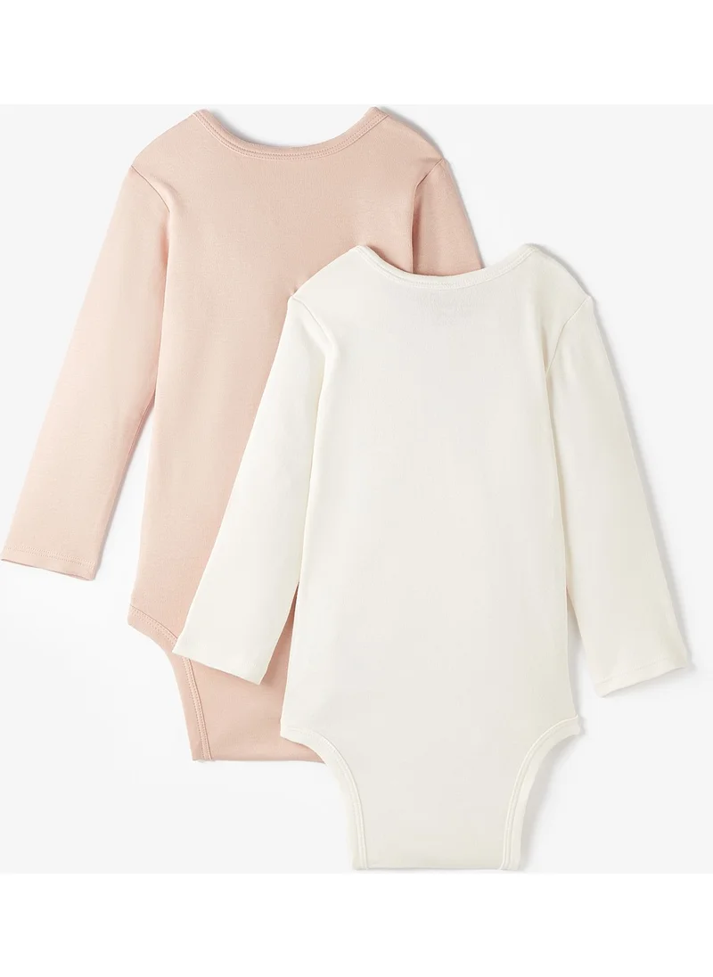 جون Baby Basic Envelope Collar 2-Piece Plain Long Sleeve Bodysuit