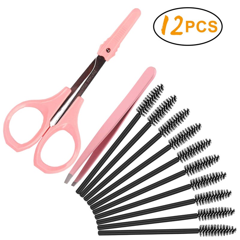 HiMo 4" Curved Craft Scissors Stainless Steel Unisex Eyebrow Kit Eyebrow Scissors, Slant Tweezers And Eyebrow Brush for Eyebrow Eyelash Extensions Pink Set - Image 5
