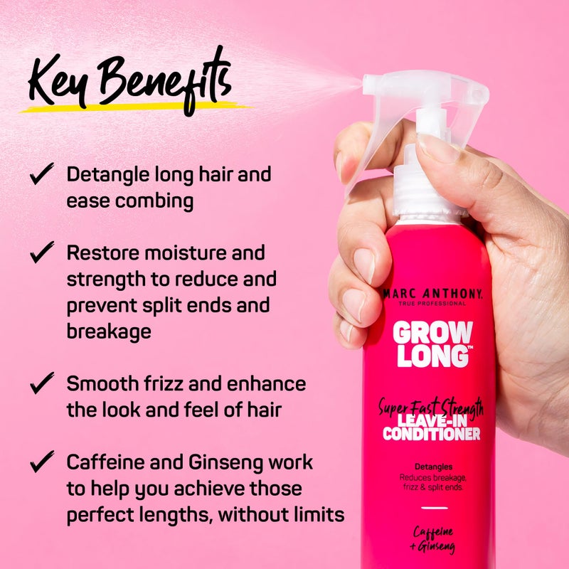 Marc Anthony Leave-In Conditioner Spray u0026 Detangler, Grow Long Biotin, 2-pack - Anti-Frizz Deep Conditioner For Split Ends u0026 Breakage - Vitamin E, Caffeine u0026 Ginseng for Curly, Dry u0026 Damaged Hair - Image 2