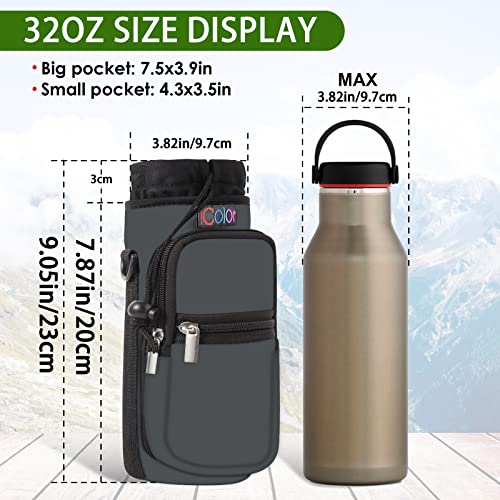 icolor Water Bottle Carrier Bag Holder 25324064ozAdjustable Shoulder Handle Strap Sports Sling Hiking PackInsulated Neoprene Wide Mouth Bottle Sleeve - Image 3