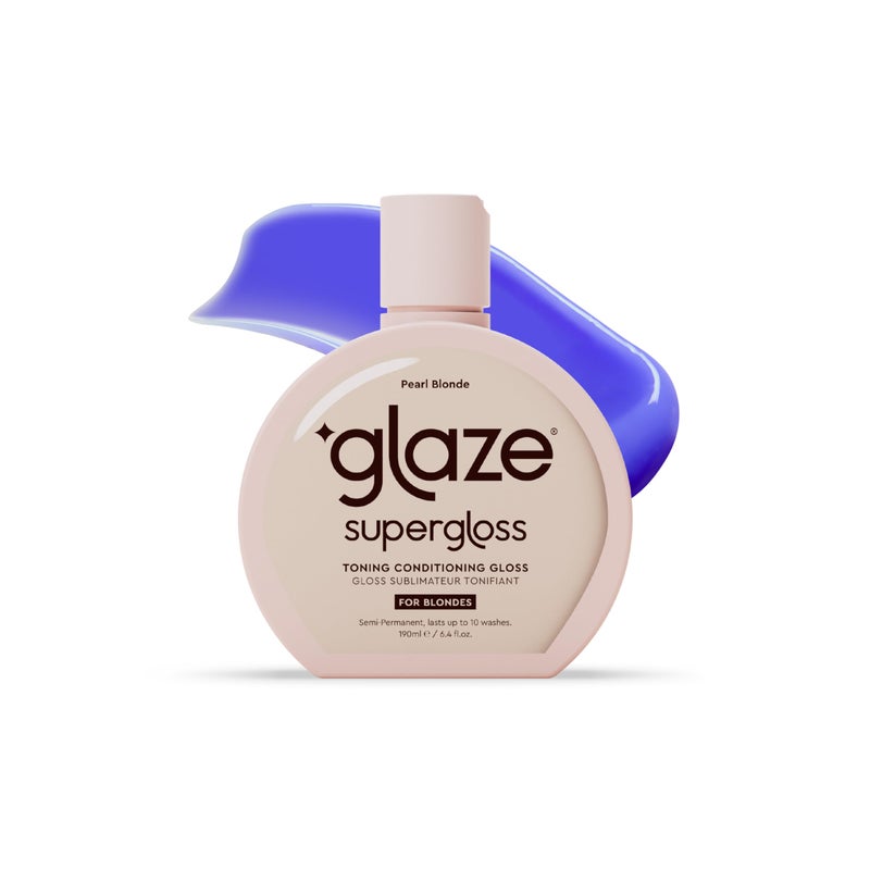 Glaze Supergloss Color Conditioning Gloss â€“ Hydrating Semi-Permanent Color Toning Hair Gloss & Shine Boost â€“ For Light Blonde Hair and Highlights â€“ 6.4 Fl Oz - Purple - Pearl Blonde - Image 1