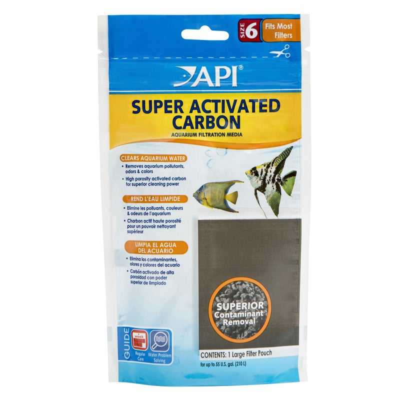 API SUPER ACTIVATED CARBON Aquarium Canister Filter Filtration Pouch 1-Count, White (729A) - Image 1