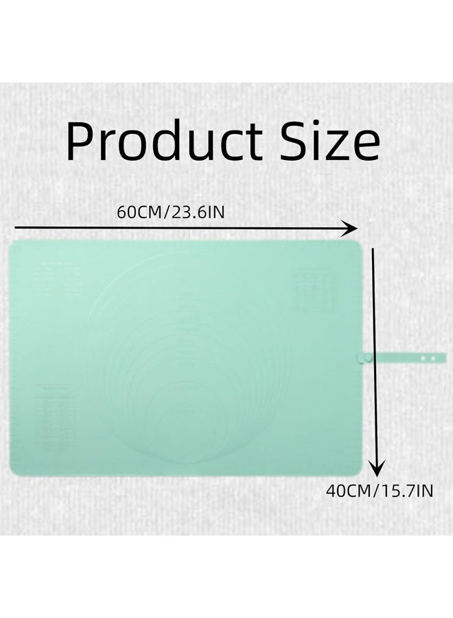DUNISO Silicone Baking Mat, Macaron Silicone Baking Mat, Thick Heat Resistant Mat Kneading Mat, Non Slip Non Stick Silicone Pastry Mats for Rolling Out Dough, 60×40cm,Green  - Image 2