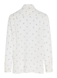 TOMMY HILFIGER Women's Monogram Slik Relaxed Shirt  - Silk, White  - Image 4
