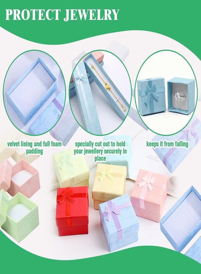 Yauhar 21Pcs 7 Colors Empty Jewelry Gift Boxes with Lids Assortment Set Contains 1.5” x 1.5” & 2”x 3” & 7.9”x 1.6” Cardboard Bowknot Packaging Box for Displaying Bracelet Rings Necklaces Earrings - Image 4