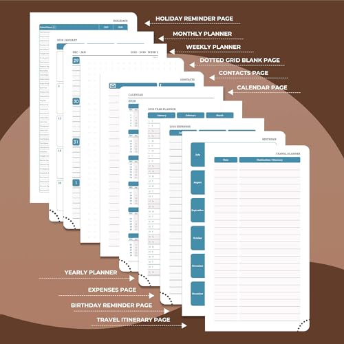 IN-LUXPRO Planner 2026 Daily Weekly and Monthly,6.5"x3.75",12 Months Spiral Bound Calendar Agenda with Self-adhesive Pen Holder,2026 Appointment Book with Vegan Leather Soft Cover,Brown - Image 5