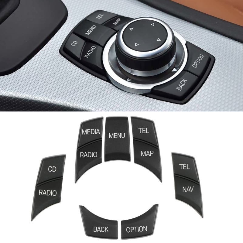 Jaronx Compatible with BMW iDrive Buttons for BMW Multimedia iDrive Control Button Replacement for 1 E81 E82 E883 E90 E92 E935 E60 E616 E63 E64X1 E84X5 E70X6 E71 7PCS Set