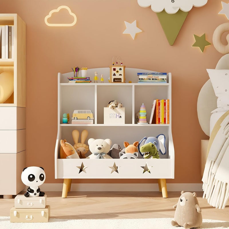 خزانة كتب أفقية واسعة من ، خزانة تنظيمية مكونة من 3 طبقات على شكل مكعب للأطفال الصغار، خزانة تخزين مفتوحة صغيرة، رف ألعاب منخفض لغرفة النوم، غرفة المعيشة، الحضانة والفصل الدراسي (��يضاء) - Image 2