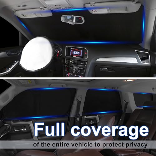 LHFLIVE 8PCS Windshield Sun Shade Custom Fit for 2021-2024 2025 2026 Volkswagen VW ID.4 Accessories Foldable Sunshade Side Rear Window Shade Cover Full Set Privacy Protection Keeps Car Cool - Image 2
