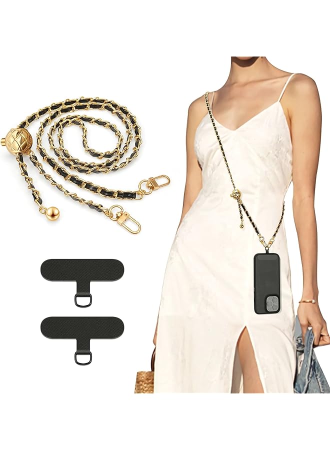 إيروريكس حزام هاتف محمول عالمي مع سلسلة معدنية قابلة للتعديل من الجلد والمعدن، حزام مضاد للسرقة مع رقعتين للهاتف لمعظم الهواتف والحقائب والمحافظ - Image 1