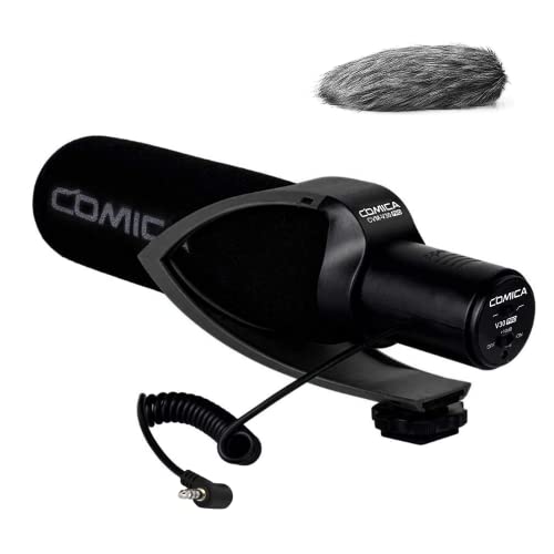 comica CVM-V30 PRO Camera Microphone Electric Super-Cardioid Directional Condenser Shotgun Video Microphone for Canon Nikon Sony Panasonic DSLR Camera with 3.5mm Jack (Black) - Image 1
