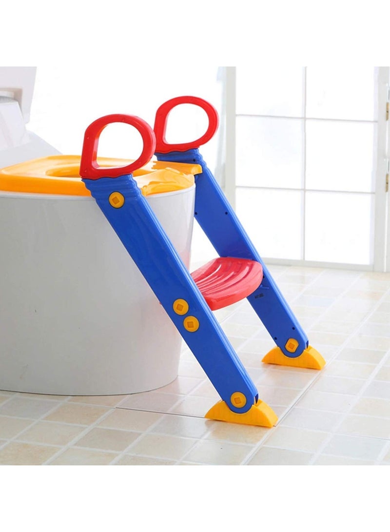 MARK STORE Kids Toilet Seat With Ladder, Potty Training Toilet Seat with Step Stool Ladder Handle Foldable Toilet Trainer Seat 2 Level Pedal Height Adjtable for Boys and Girls Toddler Kids  - Image 2