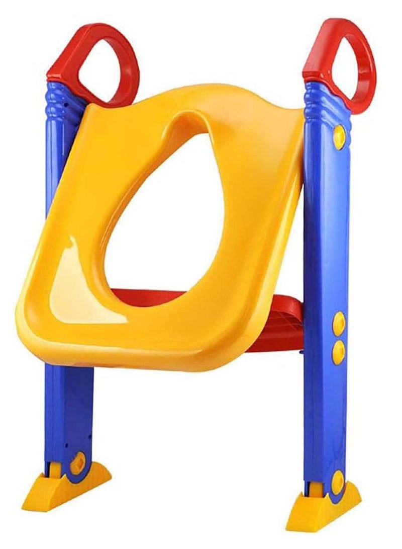 MARK STORE Kids Toilet Seat With Ladder, Potty Training Toilet Seat with Step Stool Ladder Handle Foldable Toilet Trainer Seat 2 Level Pedal Height Adjtable for Boys and Girls Toddler Kids  - Image 1