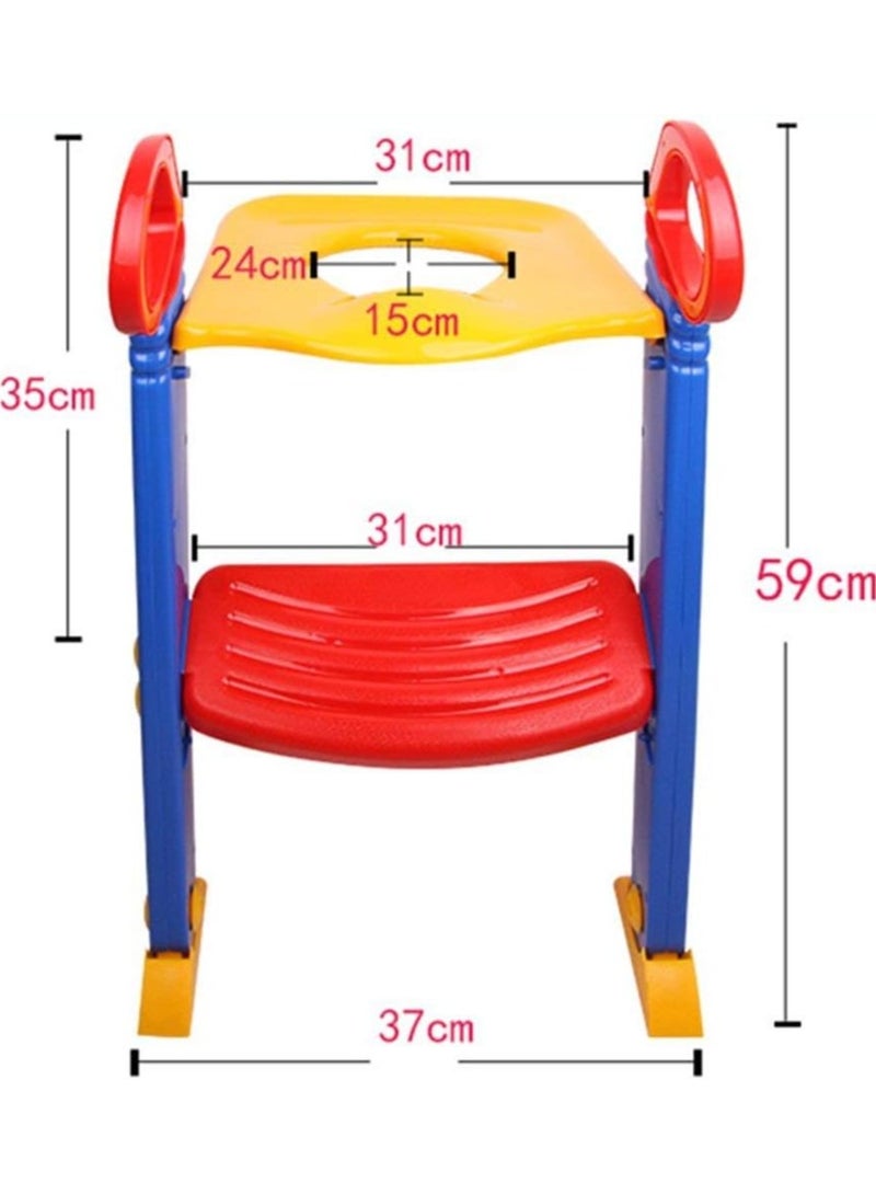 MARK STORE Kids Toilet Seat With Ladder, Potty Training Toilet Seat with Step Stool Ladder Handle Foldable Toilet Trainer Seat 2 Level Pedal Height Adjtable for Boys and Girls Toddler Kids  - Image 5
