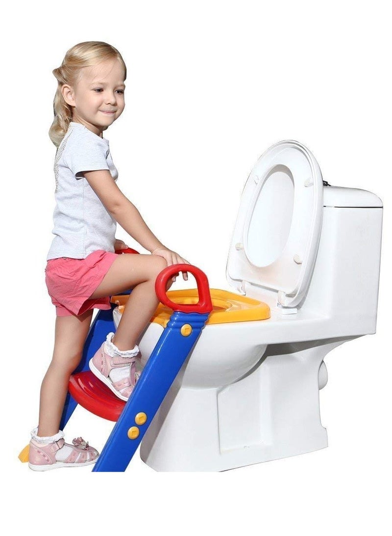 MARK STORE Kids Toilet Seat With Ladder, Potty Training Toilet Seat with Step Stool Ladder Handle Foldable Toilet Trainer Seat 2 Level Pedal Height Adjtable for Boys and Girls Toddler Kids  - Image 4