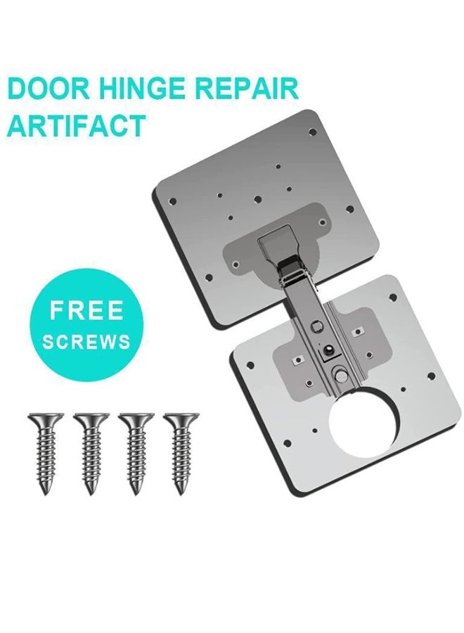 1 Set Cabinet Door Hinges Hinge Repair Plate for Cabinet Furniture Drawer Window Stainless Steel Plate Repair Accessor Easy Installation Mount Concealed Cabinet Hinge With 10 Screws - Image 5