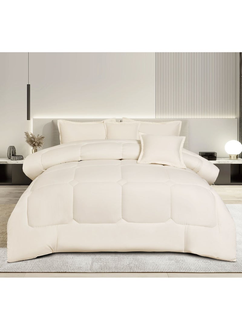 مينج لي طقم لحاف مفرش سرير ملكي نفرين مكون من 6 قطع مميزة مقاس 240 في 220 سم