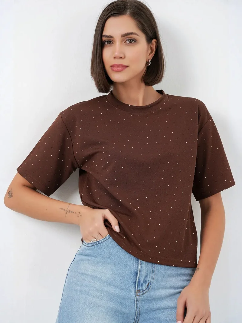 بيغ دارت BDART Stone Detailed Crew Neck T-Shirt