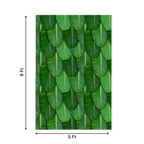 Sri Yagnaa - Backdrop Cloth for Pooja Decoration - M 10 - Traditional Background Curtain Cloth for Festival (5x8 Ft) (Plain Big Banana Leaf Backdrop) - Image 3
