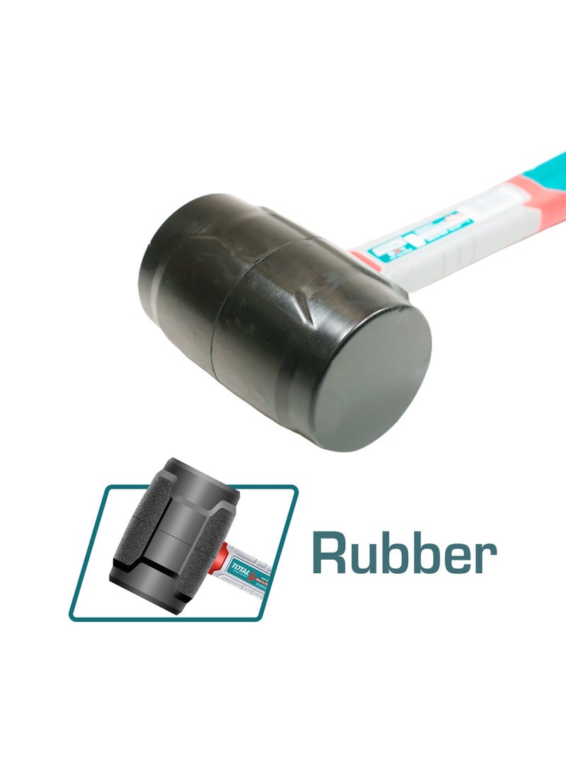 TOTAL 16oz (450g) Professional Rubber Mallet - Non-Marring & Non-Sparking Soft Face Hammer with High-Strength Fiberglass Handle - THRUH6816 - Image 3