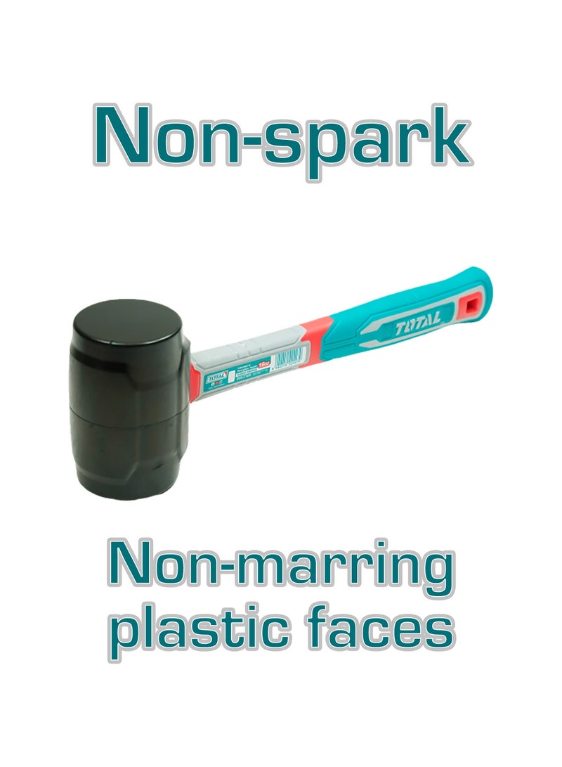 TOTAL 16oz (450g) Professional Rubber Mallet - Non-Marring & Non-Sparking Soft Face Hammer with High-Strength Fiberglass Handle - THRUH6816 - Image 4