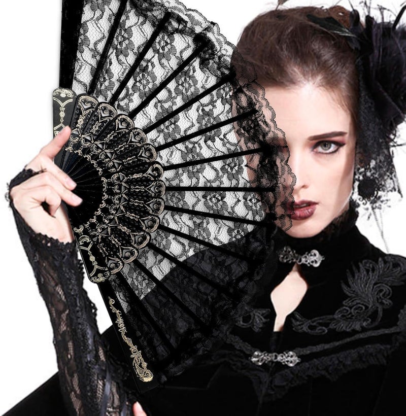 SUPVOX Supvox Lace Folding Fan Handheld Bamboo Hand Fans with White Lotus Jade Tassel for Women Wedding Party Favor Costume Dancing Party  - Image 5
