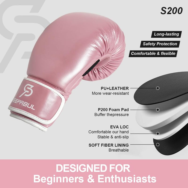 SAEEPABUL S200 Boxing Gloves for Men and Women Suitable for Boxing Kickboxing Mixed Martial Arts Maui Thai MMA Heavy Bag Fighting Training Pink, 12oz - Image 2