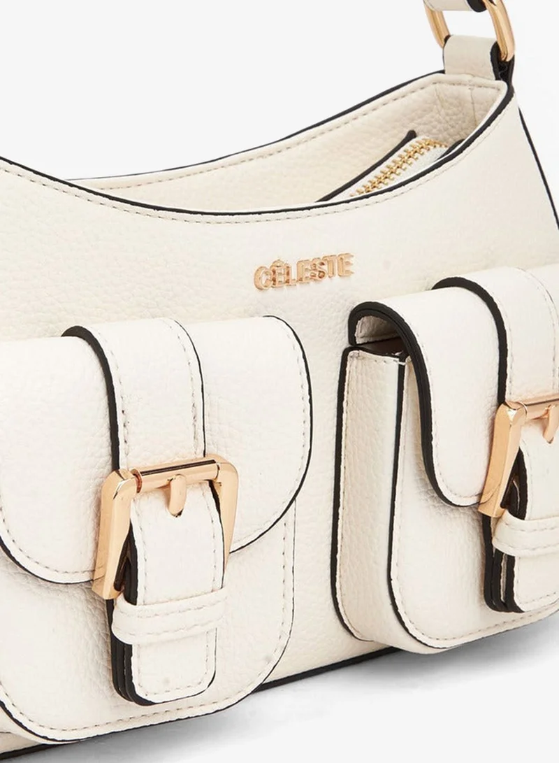 Celeste  Textured Shoulder Bag With Zip Closure for Women | Best Price UAE