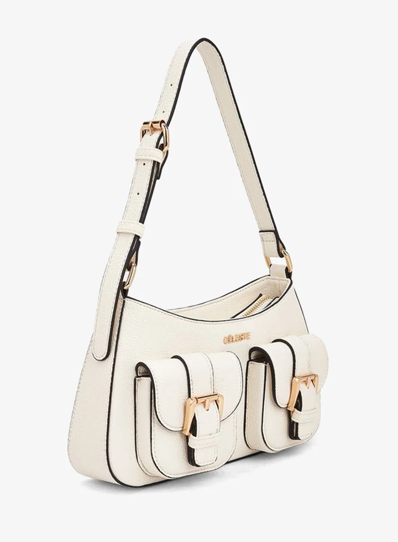 سيليست Textured Shoulder Bag With Zip Closure