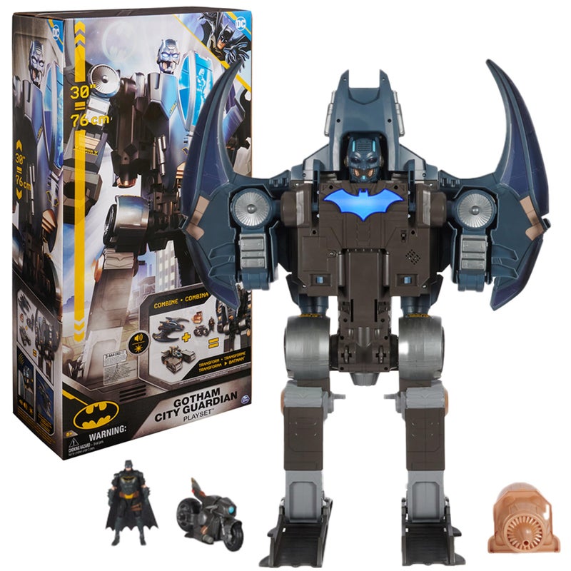 DC Comics, Batman, Gotham City Guardian Playset, 4-in-1 Transformation, Batman Figure, Lights & 40+ Sounds, Kids Toy for Boys & Girls Ages 5+ - Image 1
