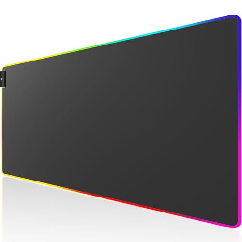 KTRIO RGB Large Gaming Mouse Pad Desk Mat, Superior Micro-Weave Cloth for Precise Mouse Control, Non-Slip Rubber Base, Stitched Edges, Water-Resistant, for Gamer, Office & Home, 31.5 x 15.7 in - Image 1