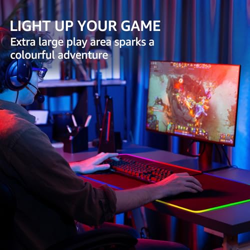 KTRIO RGB Large Gaming Mouse Pad Desk Mat, Superior Micro-Weave Cloth for Precise Mouse Control, Non-Slip Rubber Base, Stitched Edges, Water-Resistant, for Gamer, Office & Home, 31.5 x 15.7 in - Image 2