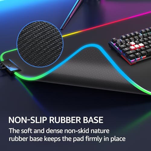 KTRIO RGB Large Gaming Mouse Pad Desk Mat, Superior Micro-Weave Cloth for Precise Mouse Control, Non-Slip Rubber Base, Stitched Edges, Water-Resistant, for Gamer, Office & Home, 31.5 x 15.7 in - Image 5