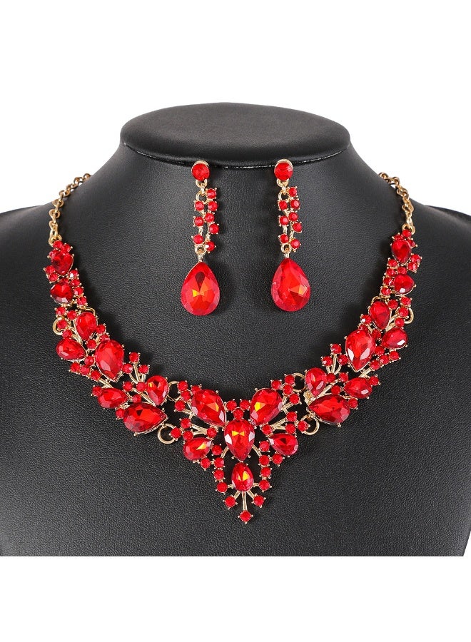 NIBEMINENT Vintage Luxury Crystal Necklace Set