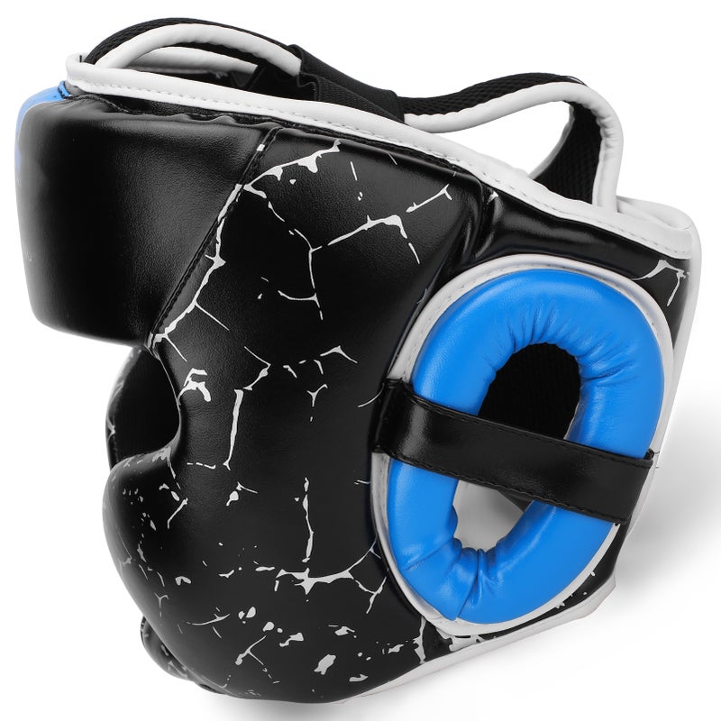Kids Boxing Helmet Pu Leather Breathable Liner Full Face Coverage Kids Boxing Headgear - Adjustable Nylon Belt Mma Face Head Protector Helmet for Youth Boxing Training - Image 3