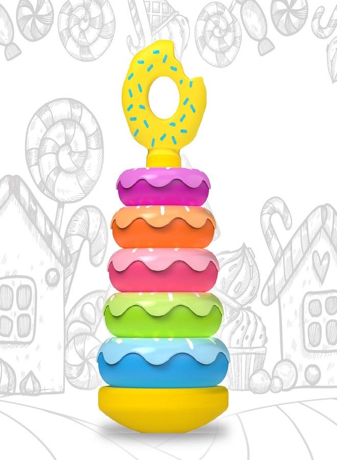 Li'l Wizards Stack and Nest Rocking Doughnut Ring Stacker|5 Ring Multicolored Sorting Tower Game|Learning Toy for Infants & Toddlers Kids|Educational Interactive Baby Toy|Birthday Gift|Made in India - Image 1