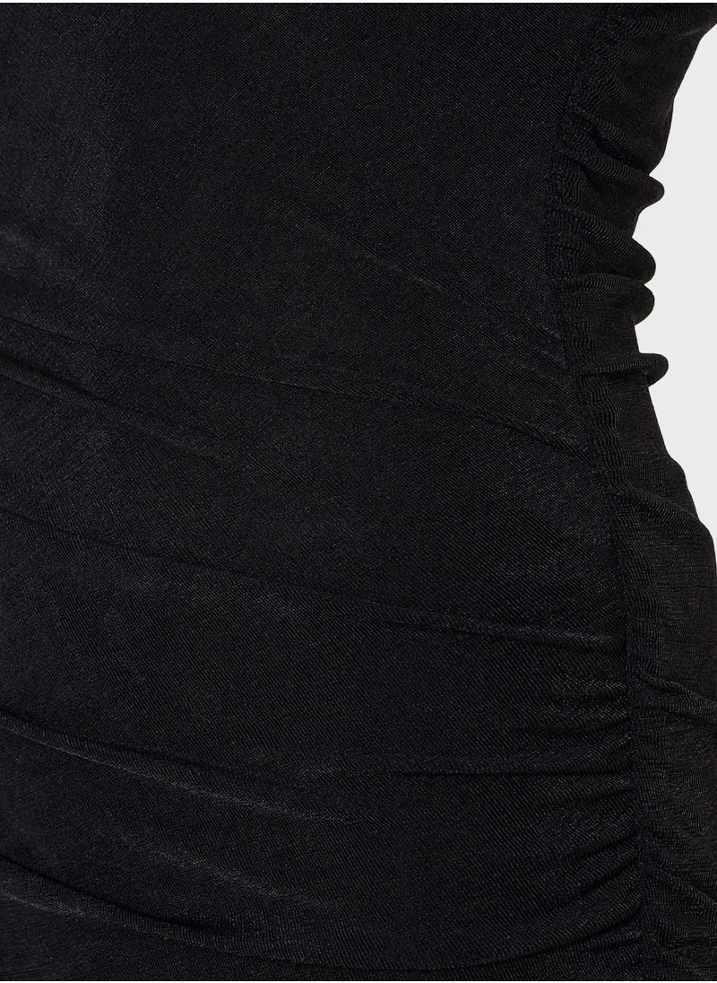 Nocturne Plunge Neck Ruched Detail Dress