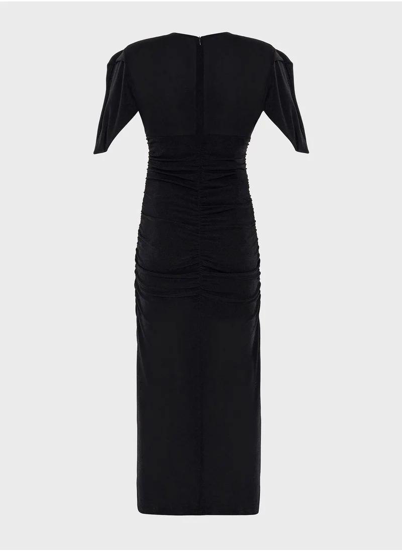 نوكتورن V-Neck Ruched Detail Dress