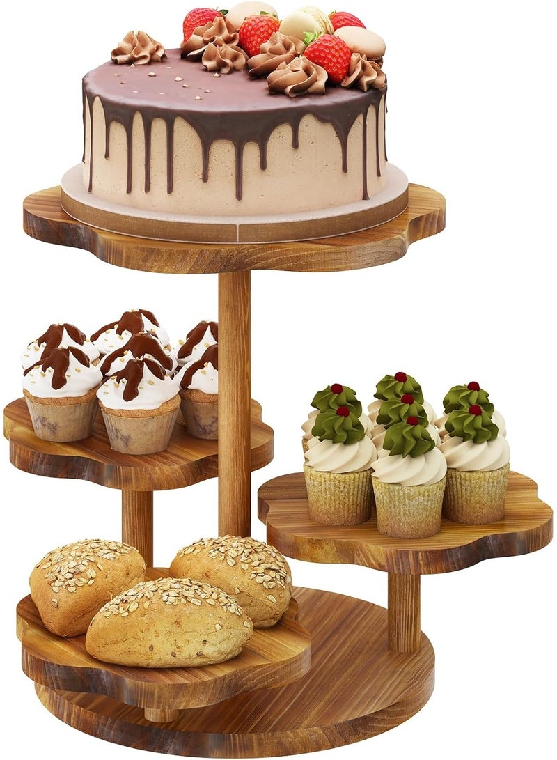 Arabest 4 Tier Flower Shape Cupcake Stand,Wood Cupcake Tower Stand for 24 Cupcakes,Cupcake Holder Tiered Tray Stand,Cake and Cupcake Stand Combo Perfect for Wedding/Tea Party/Baby Shower Birthday - Image 1