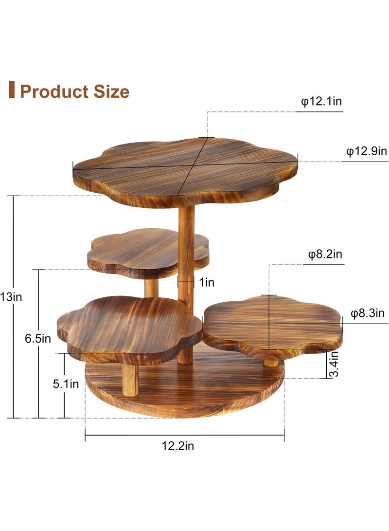 Arabest 4 Tier Flower Shape Cupcake Stand,Wood Cupcake Tower Stand for 24 Cupcakes,Cupcake Holder Tiered Tray Stand,Cake and Cupcake Stand Combo Perfect for Wedding/Tea Party/Baby Shower Birthday - Image 3