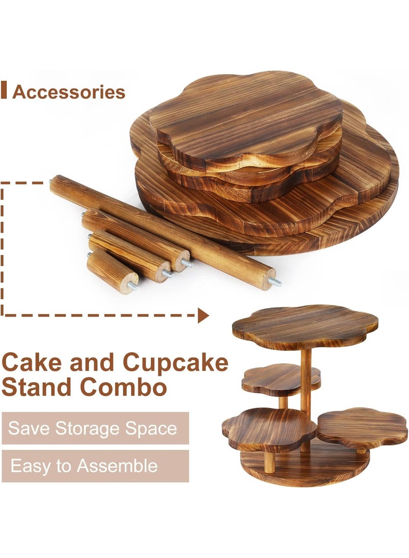 Arabest 4 Tier Flower Shape Cupcake Stand,Wood Cupcake Tower Stand for 24 Cupcakes,Cupcake Holder Tiered Tray Stand,Cake and Cupcake Stand Combo Perfect for Wedding/Tea Party/Baby Shower Birthday - Image 4