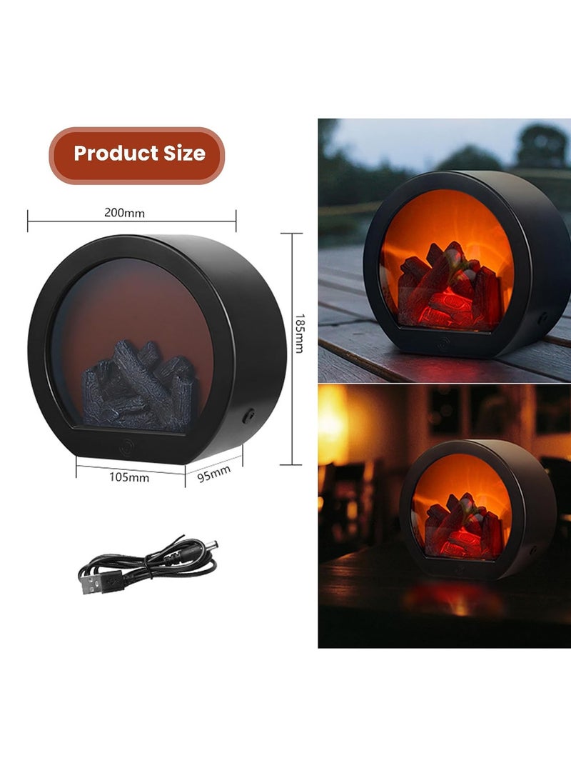 GUDOO - Fireplace Lanterns Decorative Flameless Portable Led Lantern, Fireplace Light LED Simulation Log Flame Effect, Touch Switch Simulation Flame LED Fireplace Lantern for Home Decor - Image 1