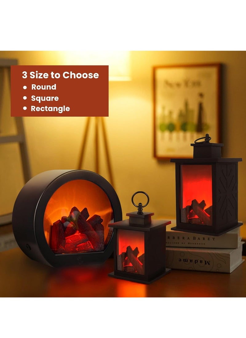 GUDOO - Fireplace Lanterns Decorative Flameless Portable Led Lantern, Fireplace Light LED Simulation Log Flame Effect, Touch Switch Simulation Flame LED Fireplace Lantern for Home Decor - Image 1