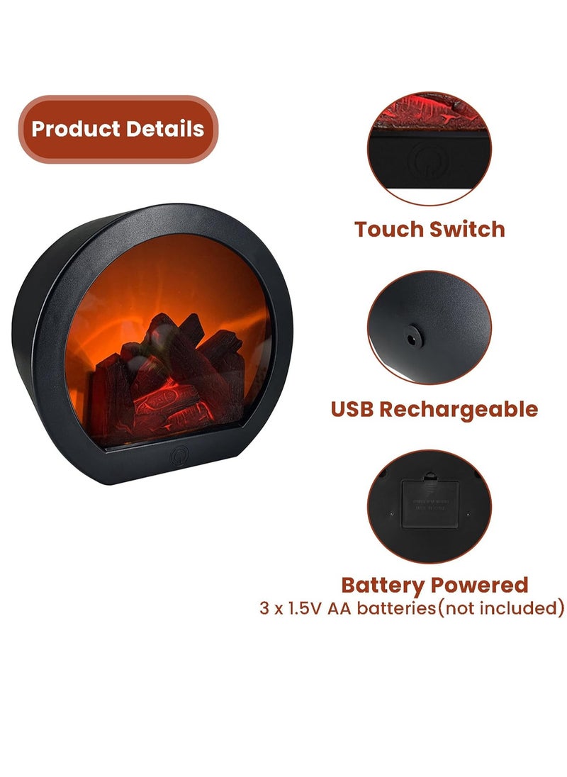 GUDOO - Fireplace Lanterns Decorative Flameless Portable Led Lantern, Fireplace Light LED Simulation Log Flame Effect, Touch Switch Simulation Flame LED Fireplace Lantern for Home Decor - Image 1