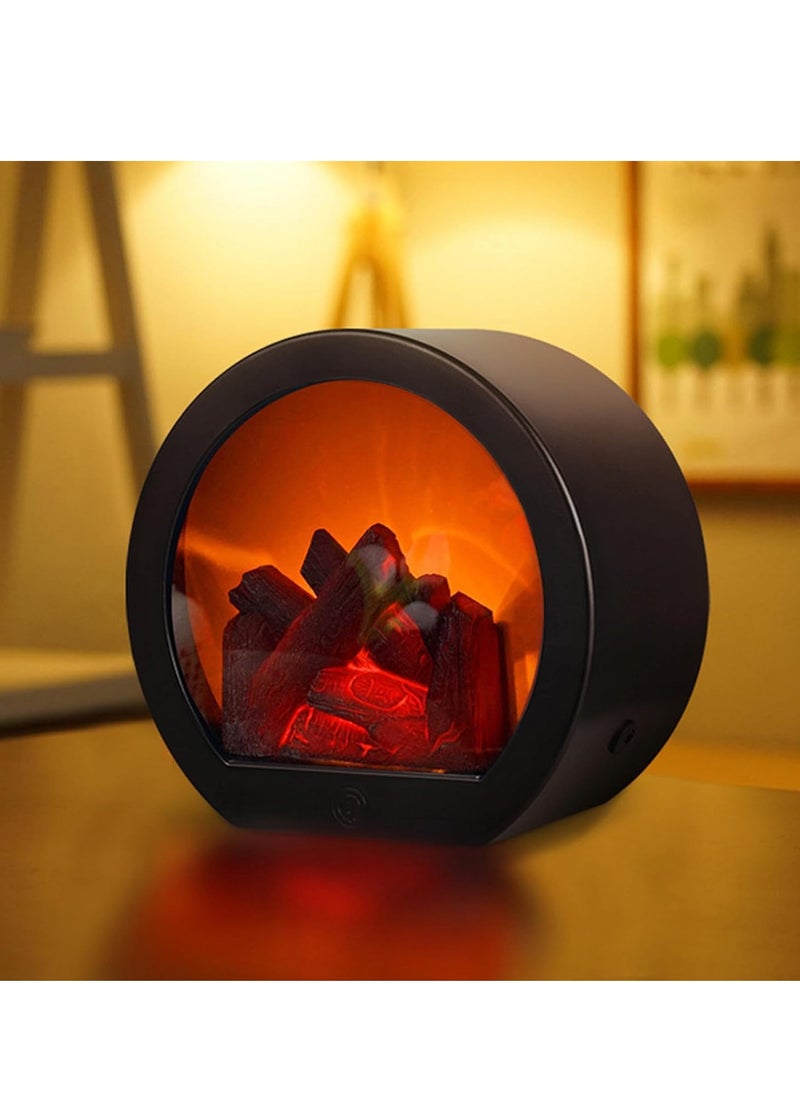 GUDOO - Fireplace Lanterns Decorative Flameless Portable Led Lantern, Fireplace Light LED Simulation Log Flame Effect, Touch Switch Simulation Flame LED Fireplace Lantern for Home Decor - Image 1