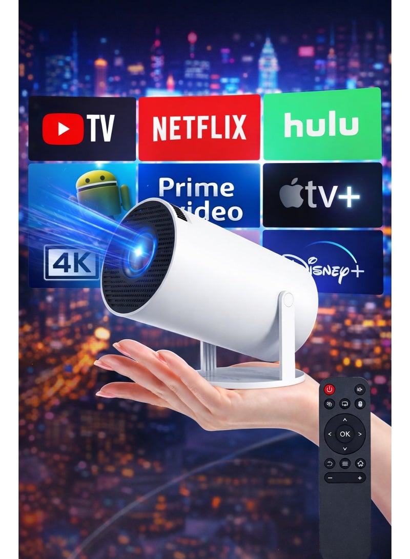 صوف بروجكتر صغير بدقة 4K مع وضوح مذهل Android 11.0 Full HD 1080P للاستخدام الداخلي والخارجي متوافق مع جهاز التلفاز/HDMI/USB/PS5/iOS/PS4 - Image 1