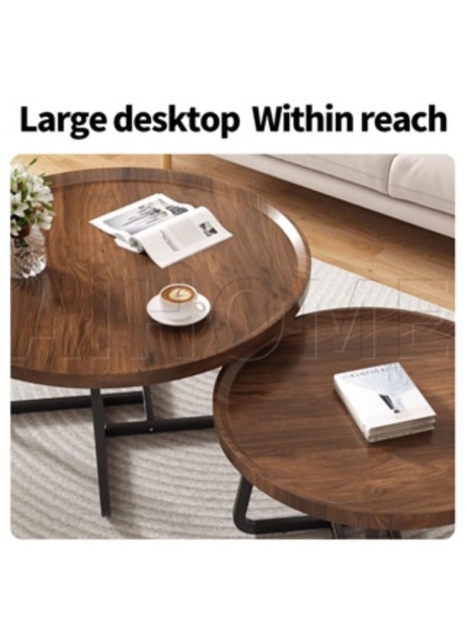 LHFHOMT - Sofa Center Tables Set of 2 Pieces, Round Sofa Center table, wooden Top, Strong Gold Metal Frame for Living Room,Sofa Side - Image 1