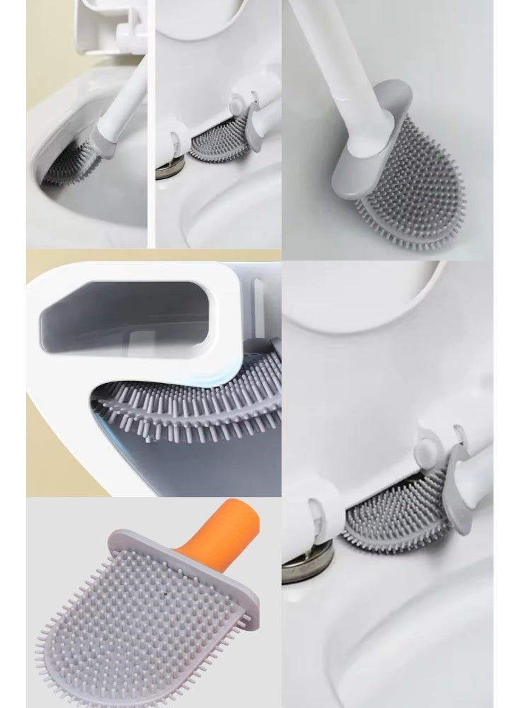 ايدا فرشاة تنظيف المرحاض من السيليكون مع حامل – تصميم صحي ومرن لتنظيف الحمام - Image 4